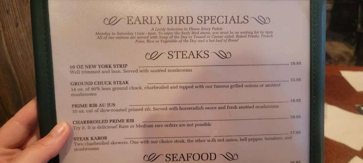 Menu at Jesse's Steak and Seafood steakhouse, Brandon