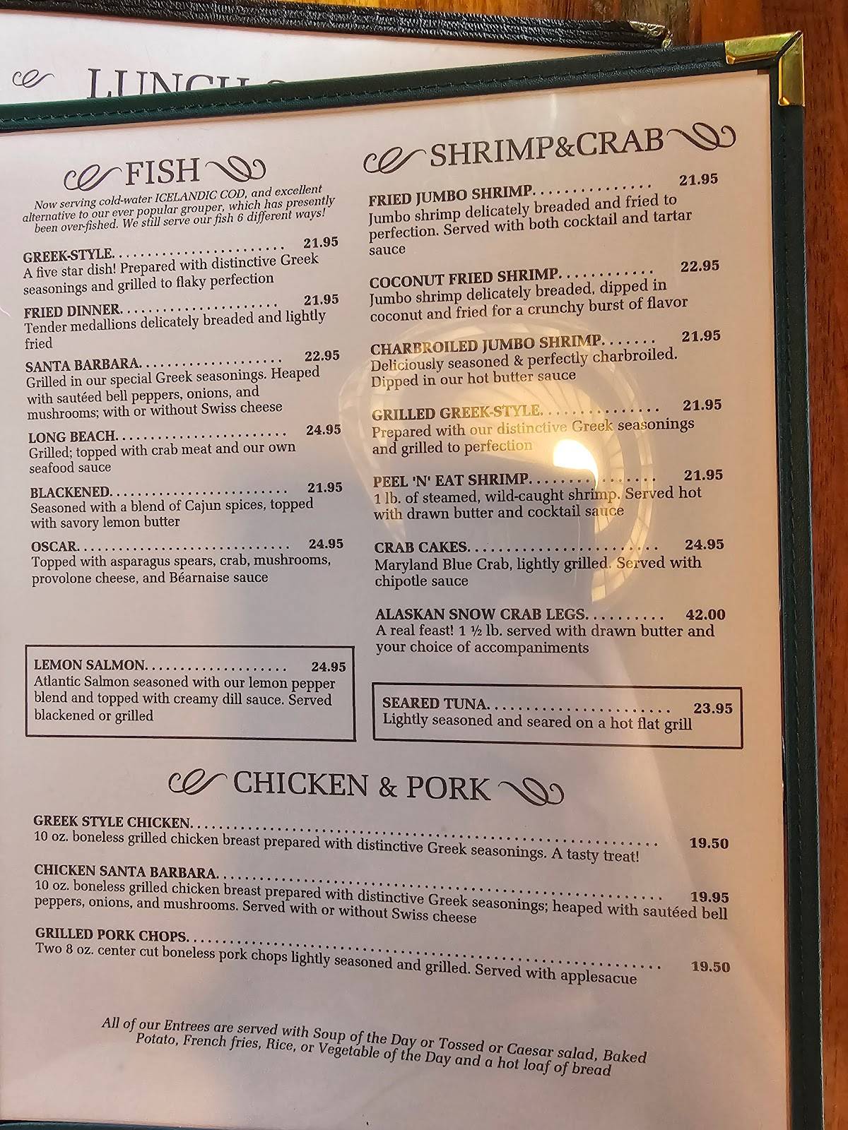 Menu at Jesse's Steak and Seafood steakhouse, Brandon