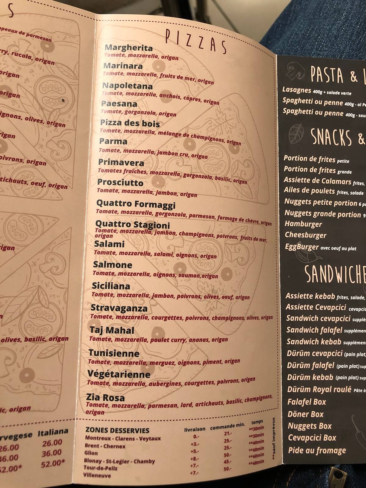 Menu di Jet Pizza Montreux 