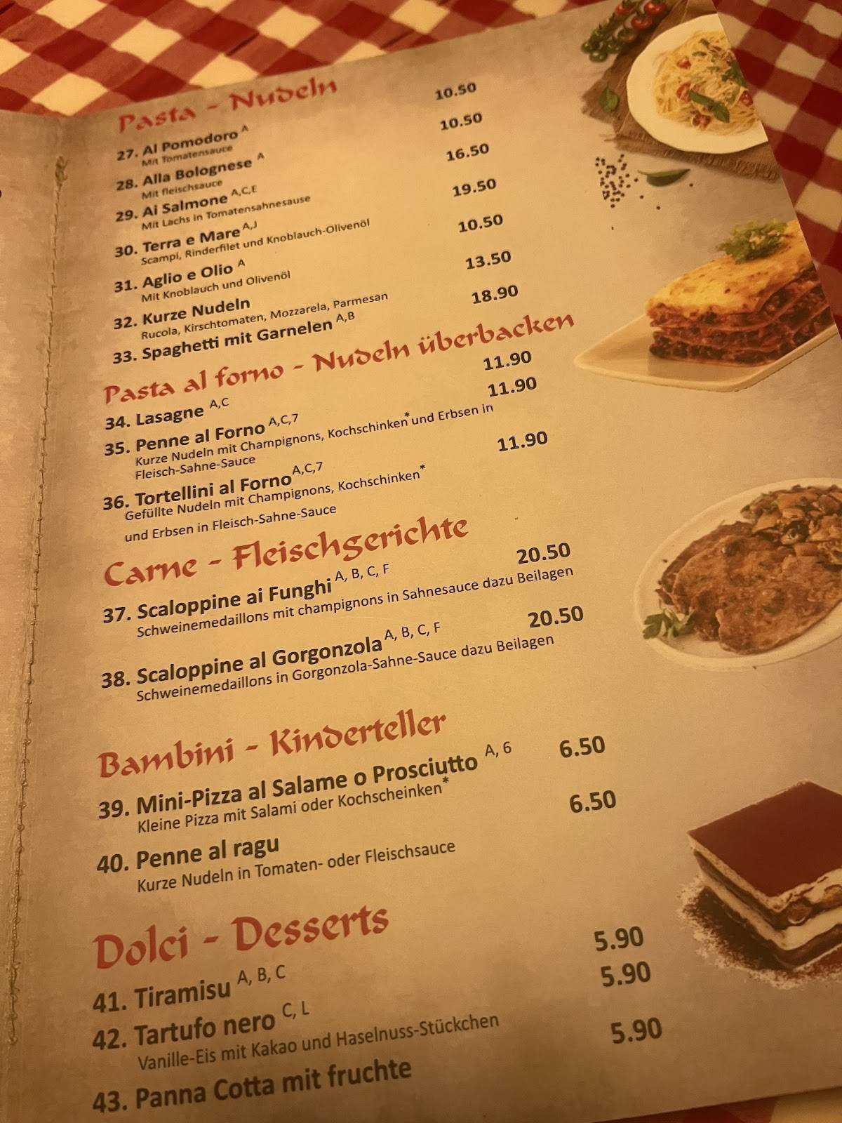 Menu de Jeton's Ristorantino