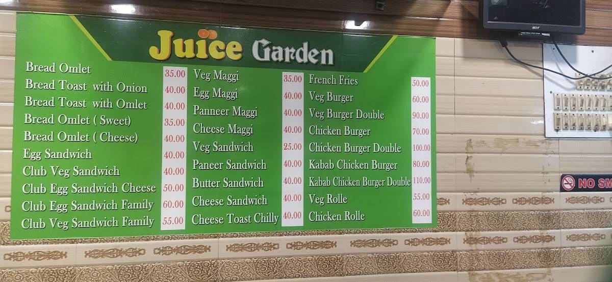 Menu at Juice Garden, Chennai, +7PP