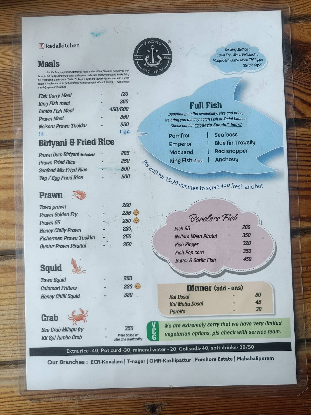 KADAL KITCHEN menu