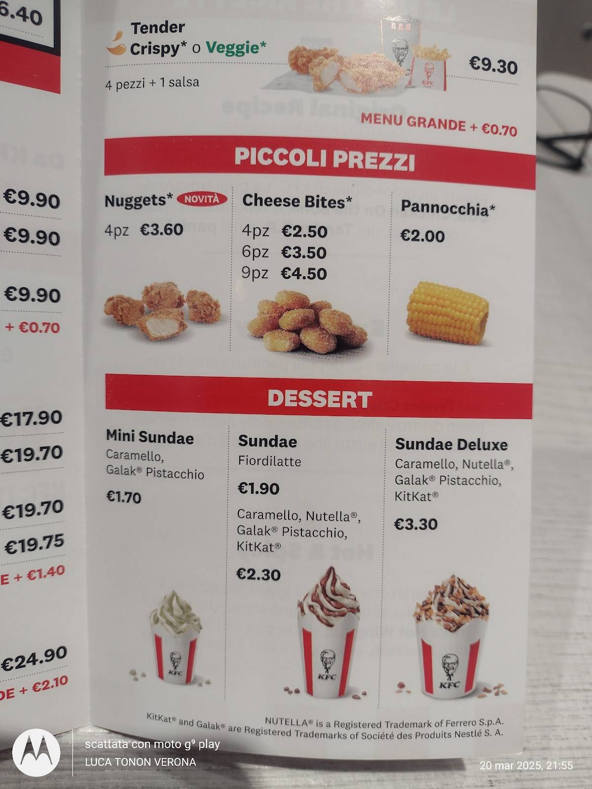 Menu di KFC 
