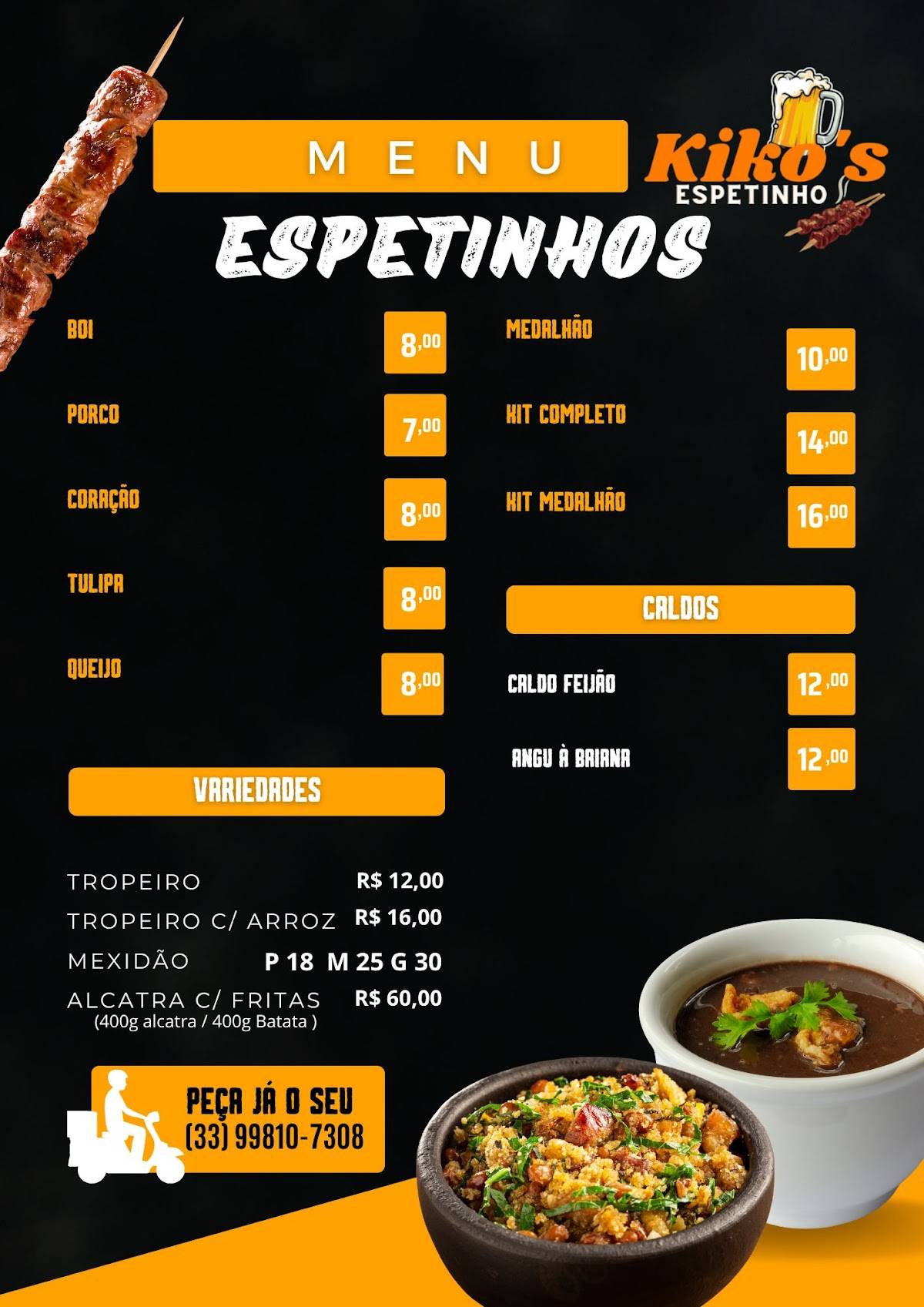 KIKO'S BAR & ESPETINHO cardápio