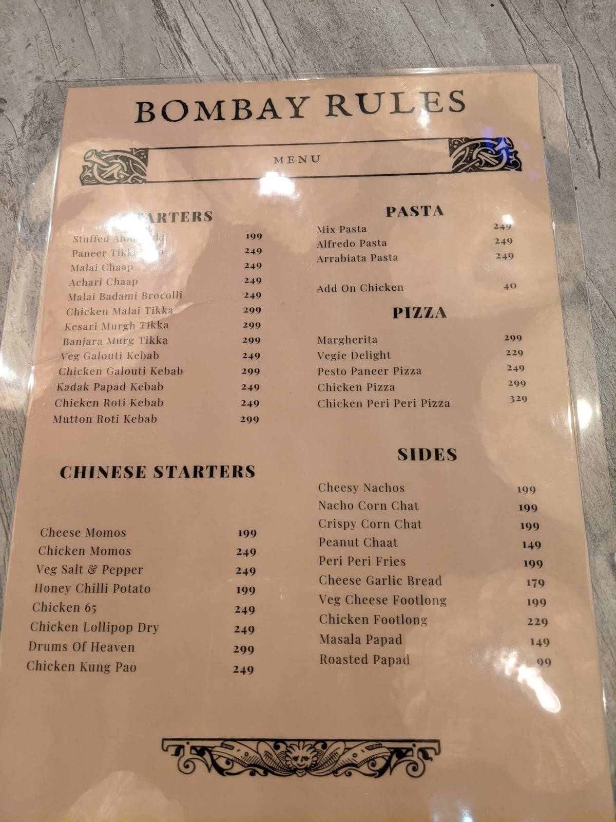 Kubec Bistro Bar menu