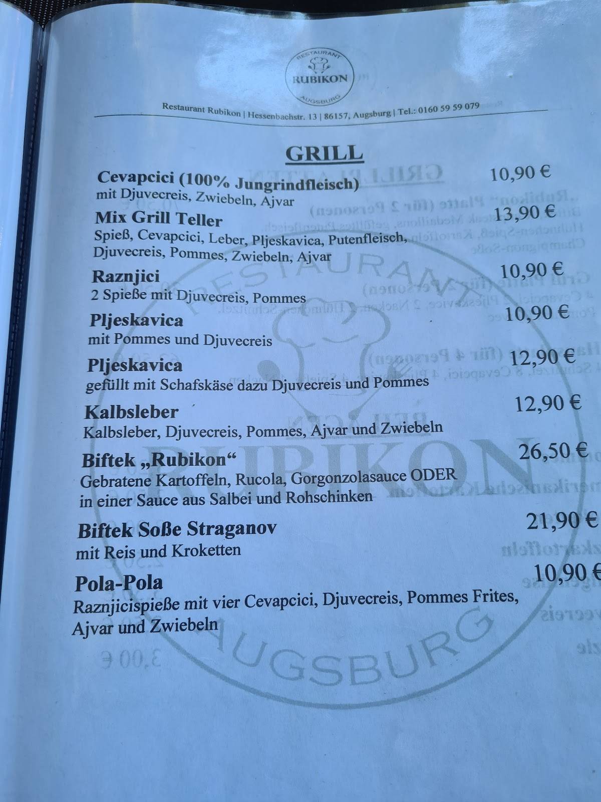 Speisekarte Von Restaurant Kafanica Augsburg