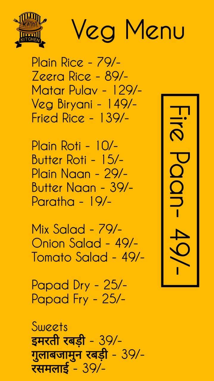 Kaidi Kitchen Restaurant menu