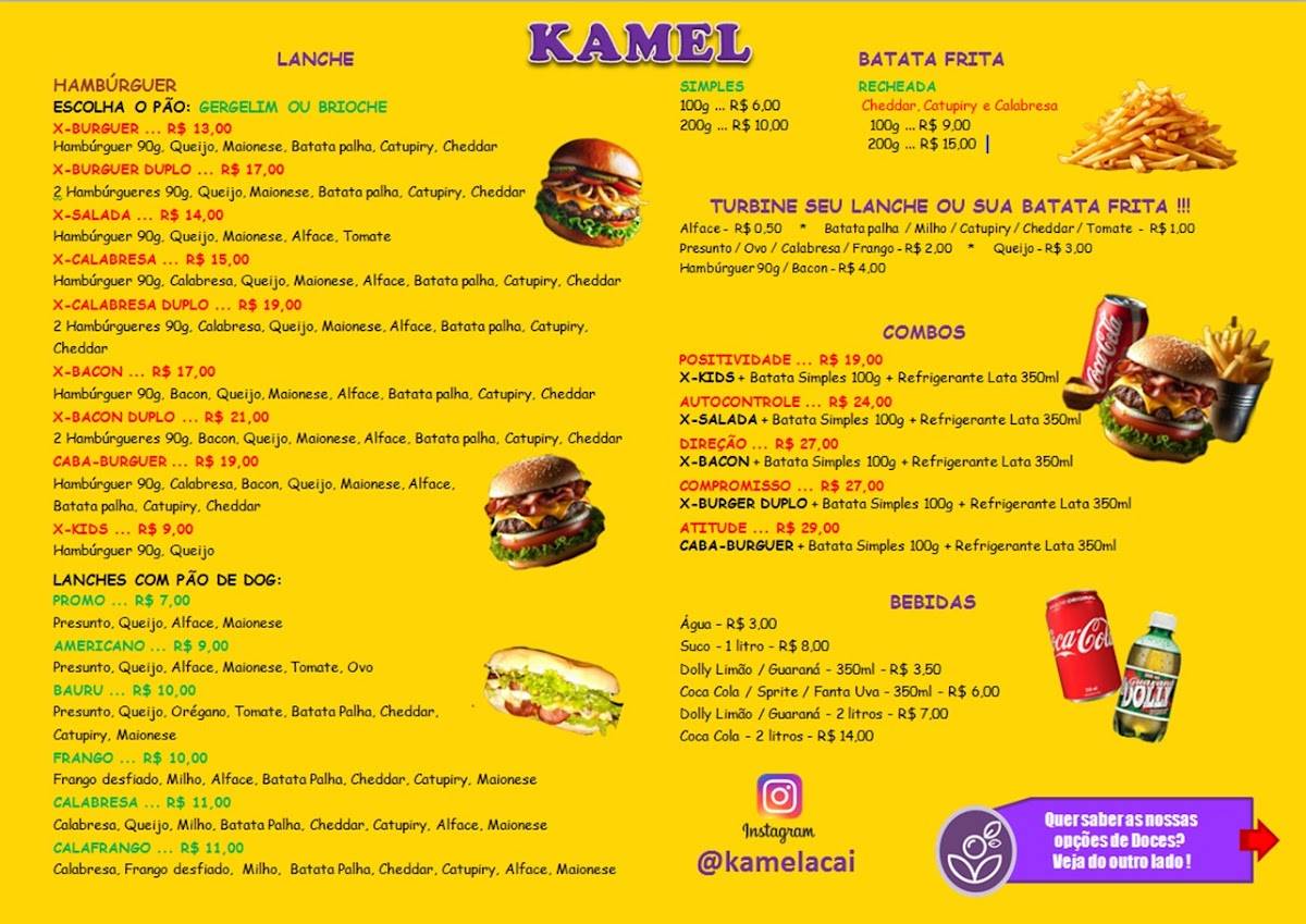 Kamel Açaí cardápio