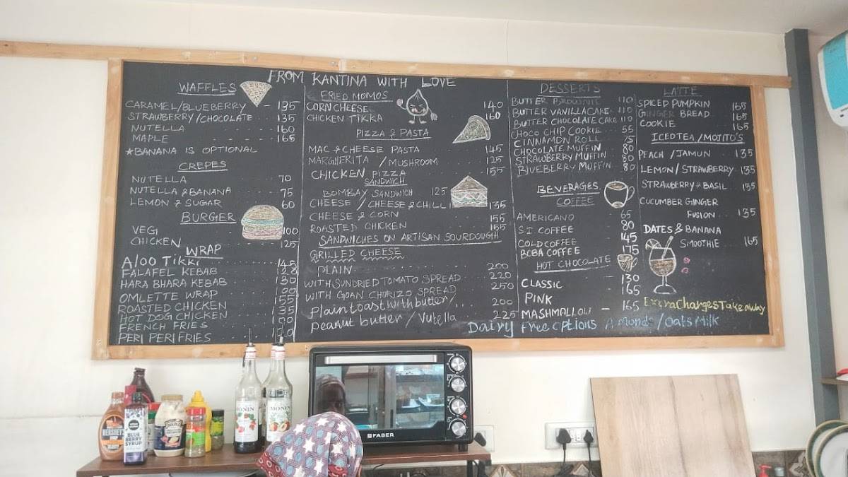 Kantina, Kodaikanal menu