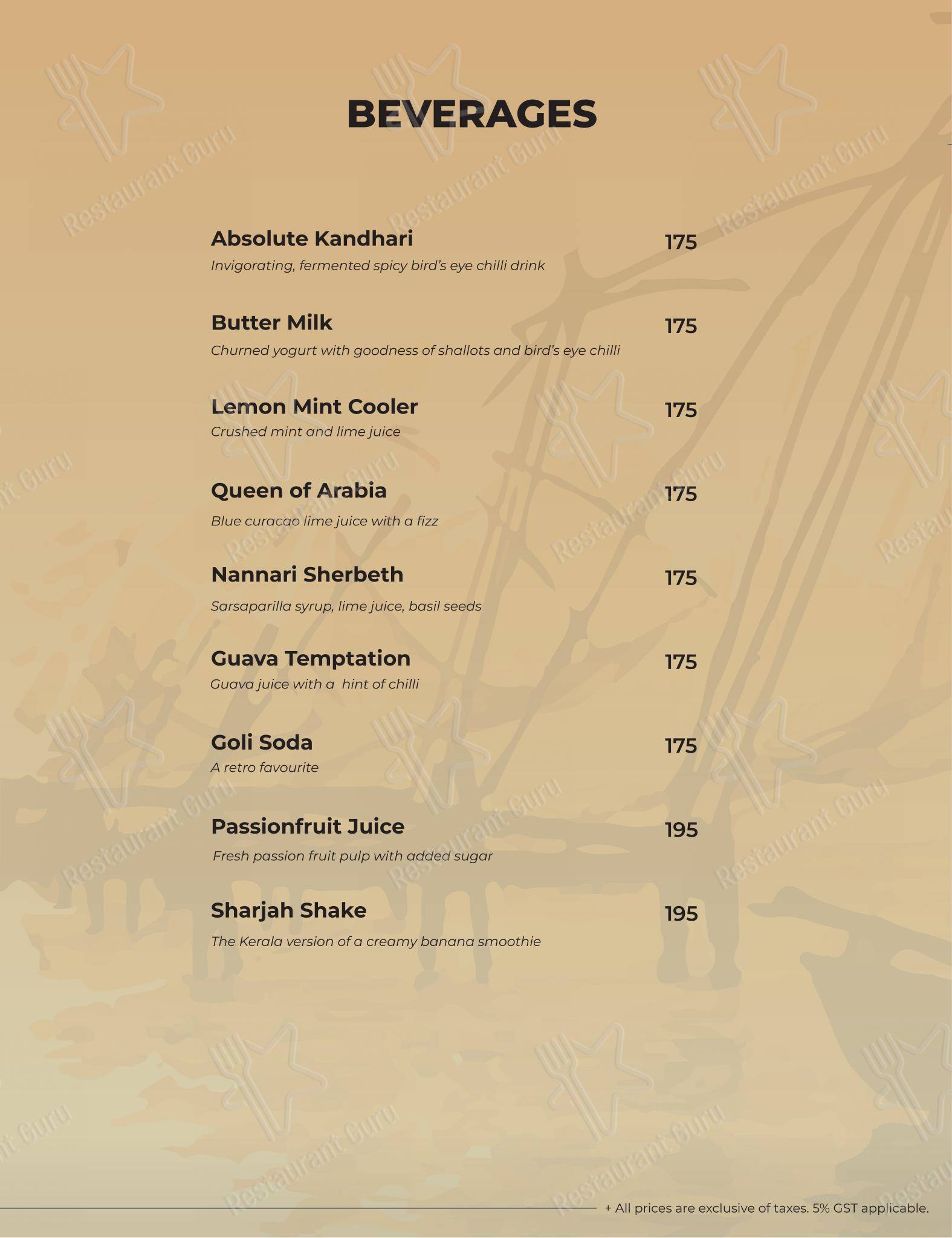 Kappa Chakka Kandhari in Bengaluru - Menu bar