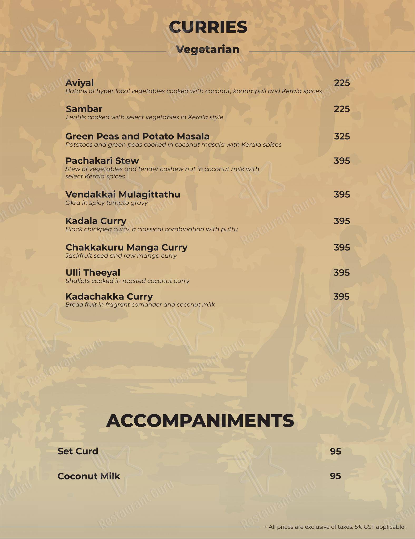 Kappa Chakka Kandhari in Bengaluru - Menu bar