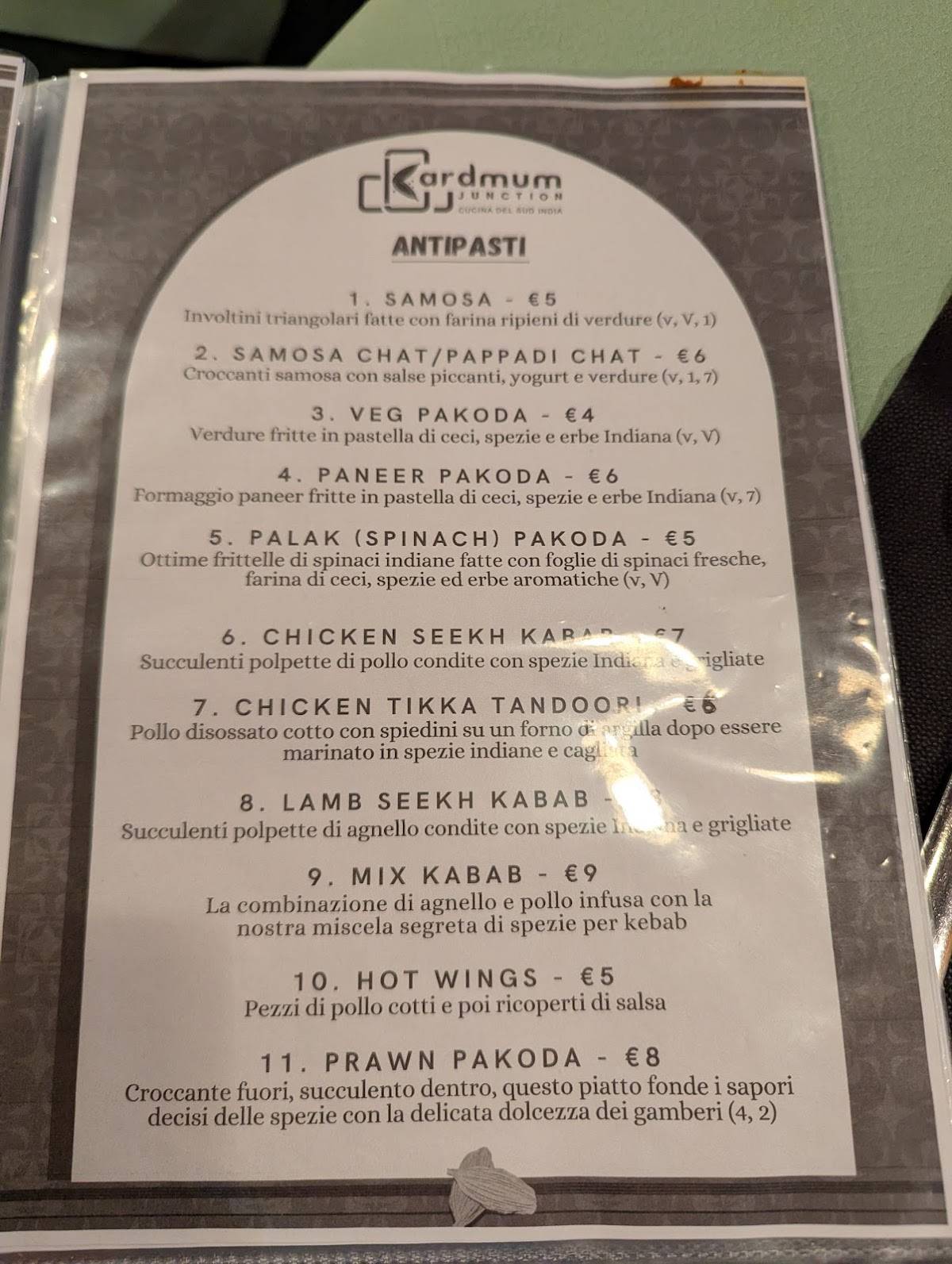 Menu di Kardmum Junction - Ristorante Indiano a Milano 