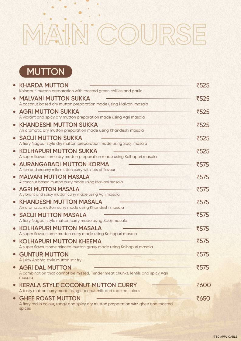 Kath N Ghat restaurant menu