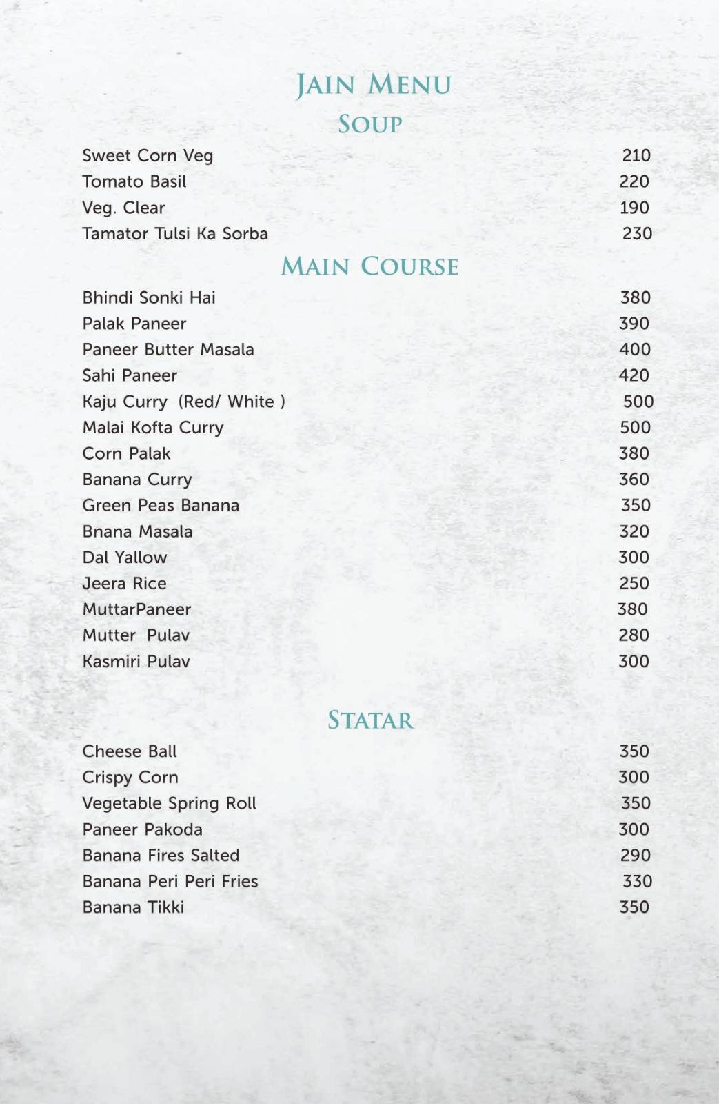 Khamma Ghani - A Pure Veg Restro & Bar menu