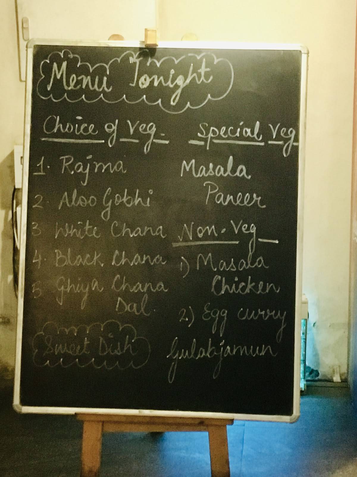 Thali menu