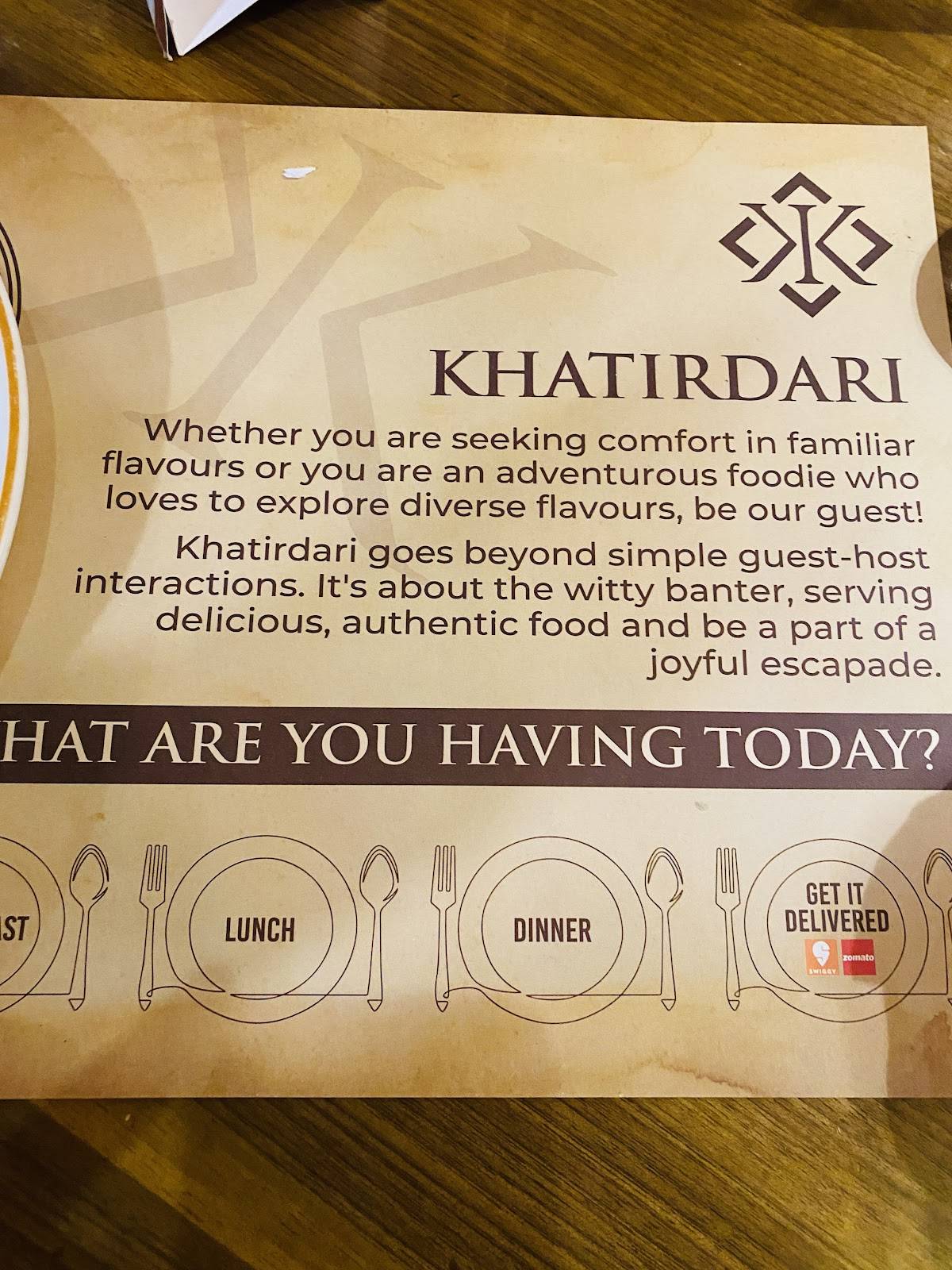 Khatirdari Ek Riwaz menu