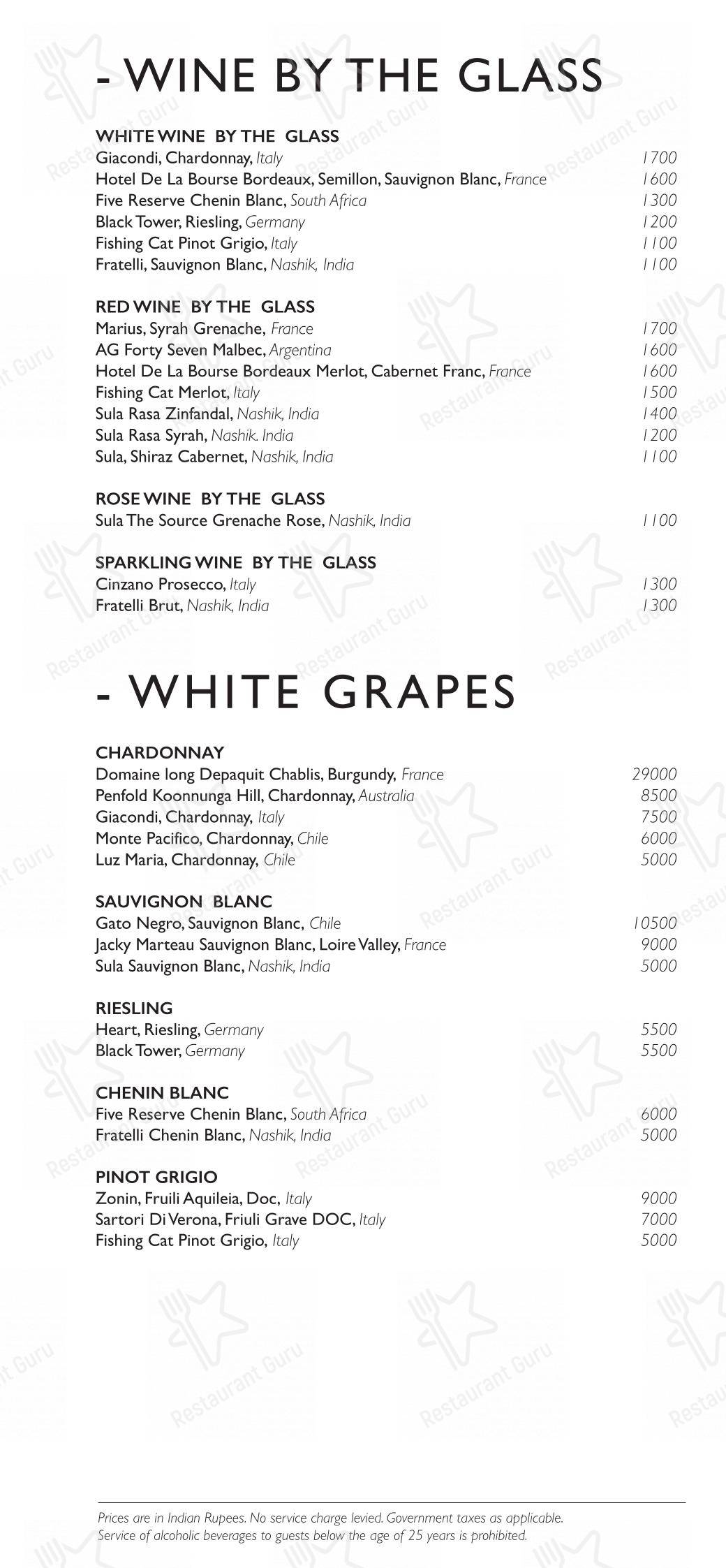 Menu for the Kheer - Roseate House restaurant