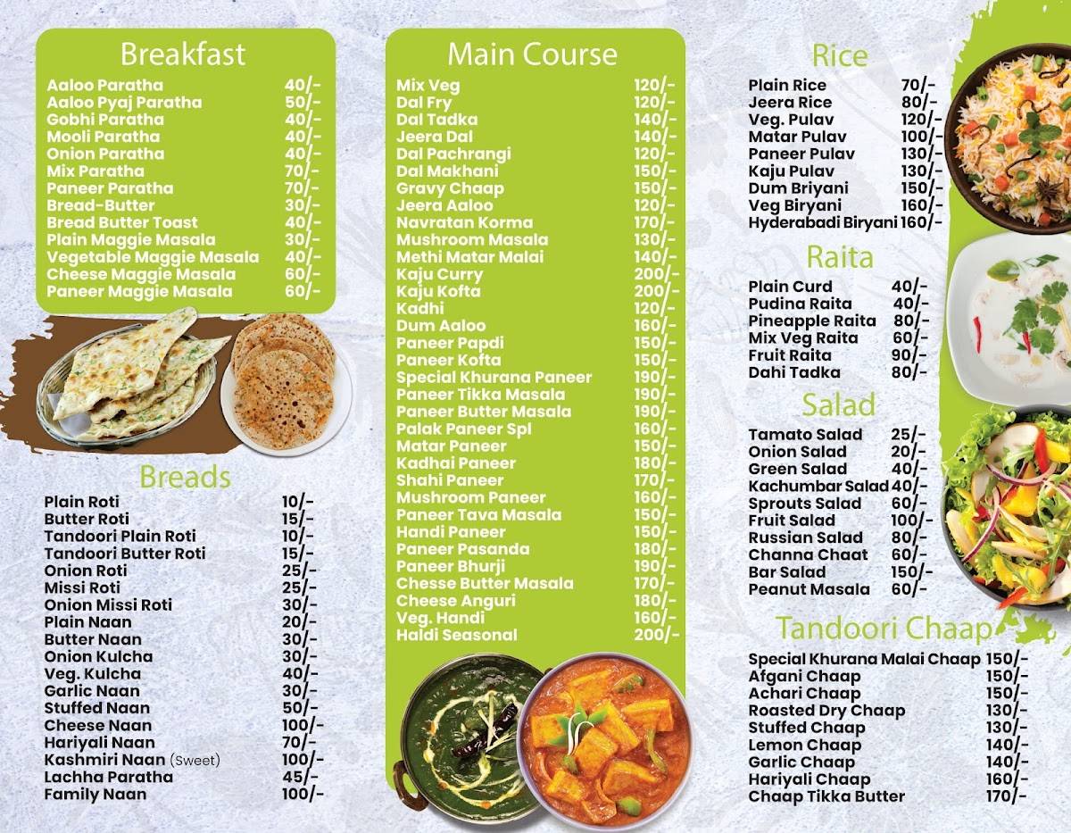 Khurana's Kitchen menu