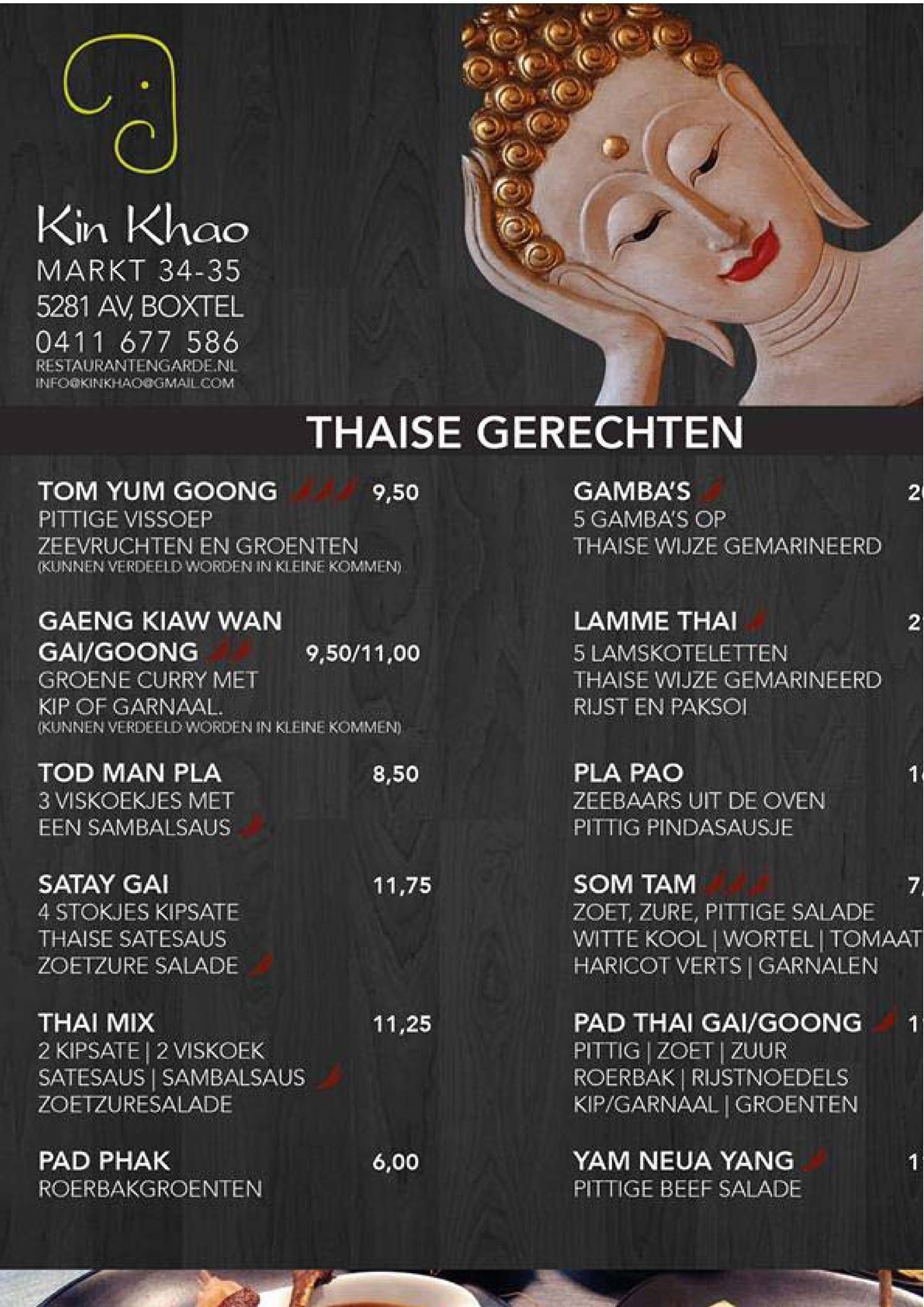 Menu de Kin Khao Kan, Thais Restaurant
