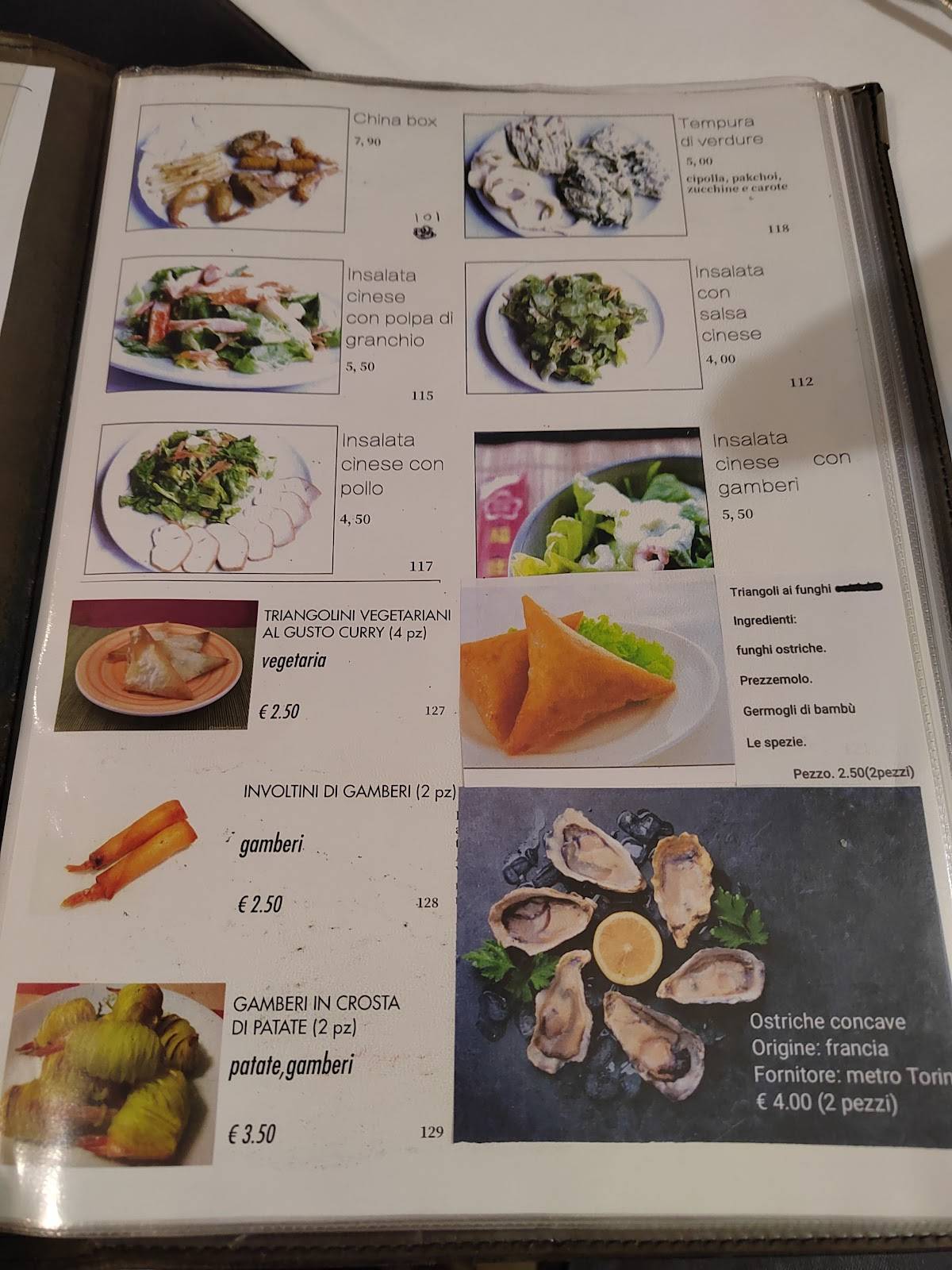 Menu di King Hua dal 1981 