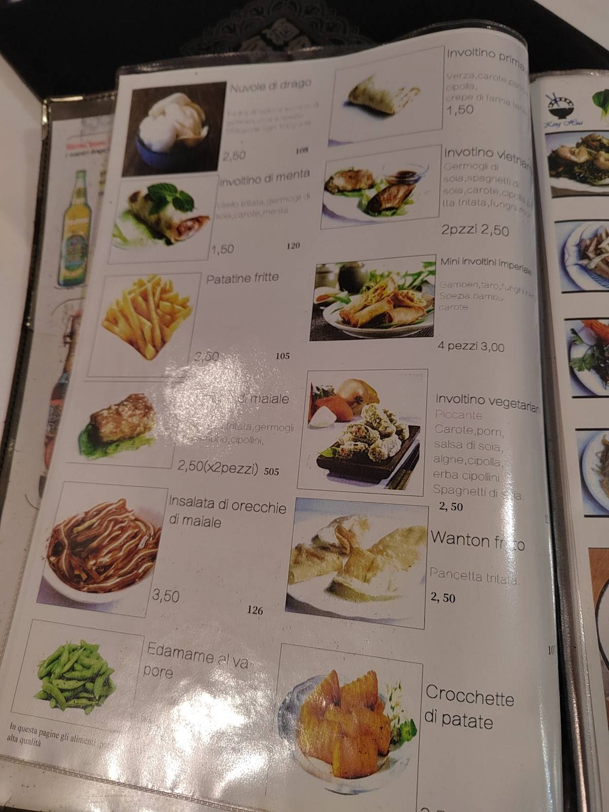 Menu di King Hua dal 1981 