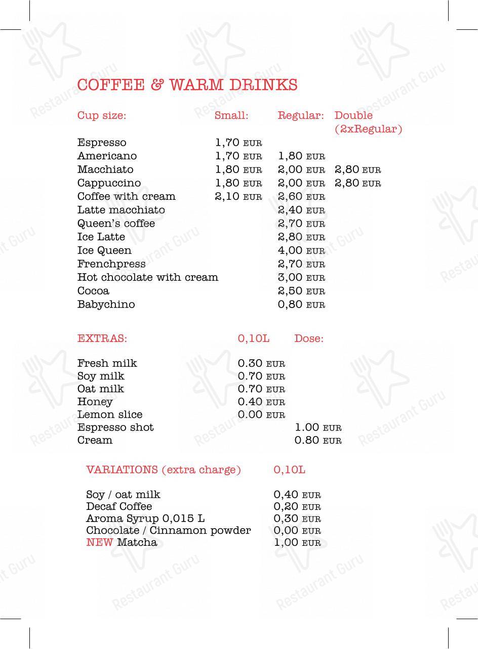 King's Cafe & Coffee Bar in Fiume - Menu