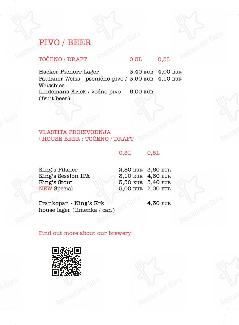 Menu per King's Cafe & Coffee Bar caffè bar