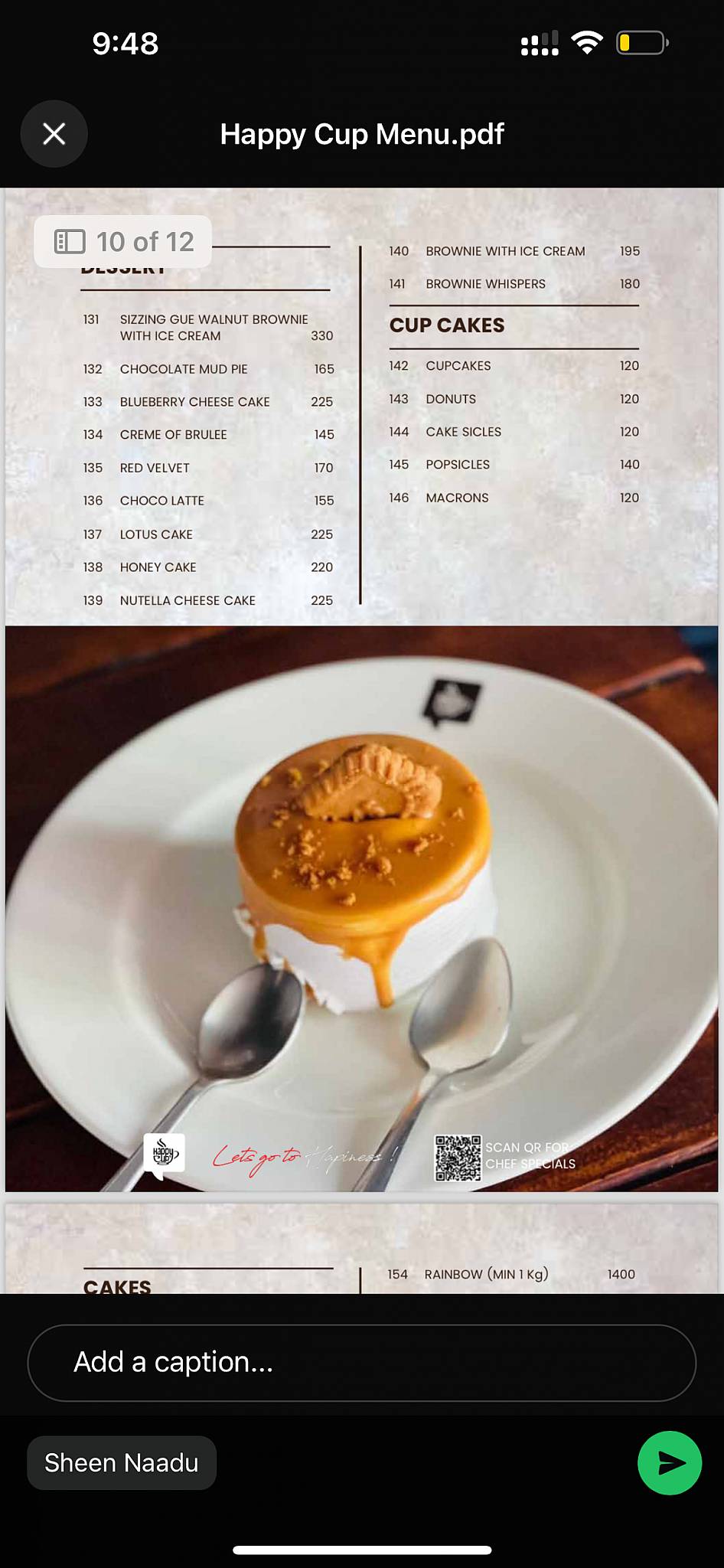 Happy Cup Cafe menu