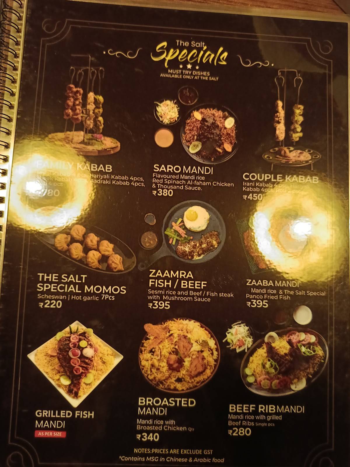 The Salt Restaurant Panampilly Nagar menu