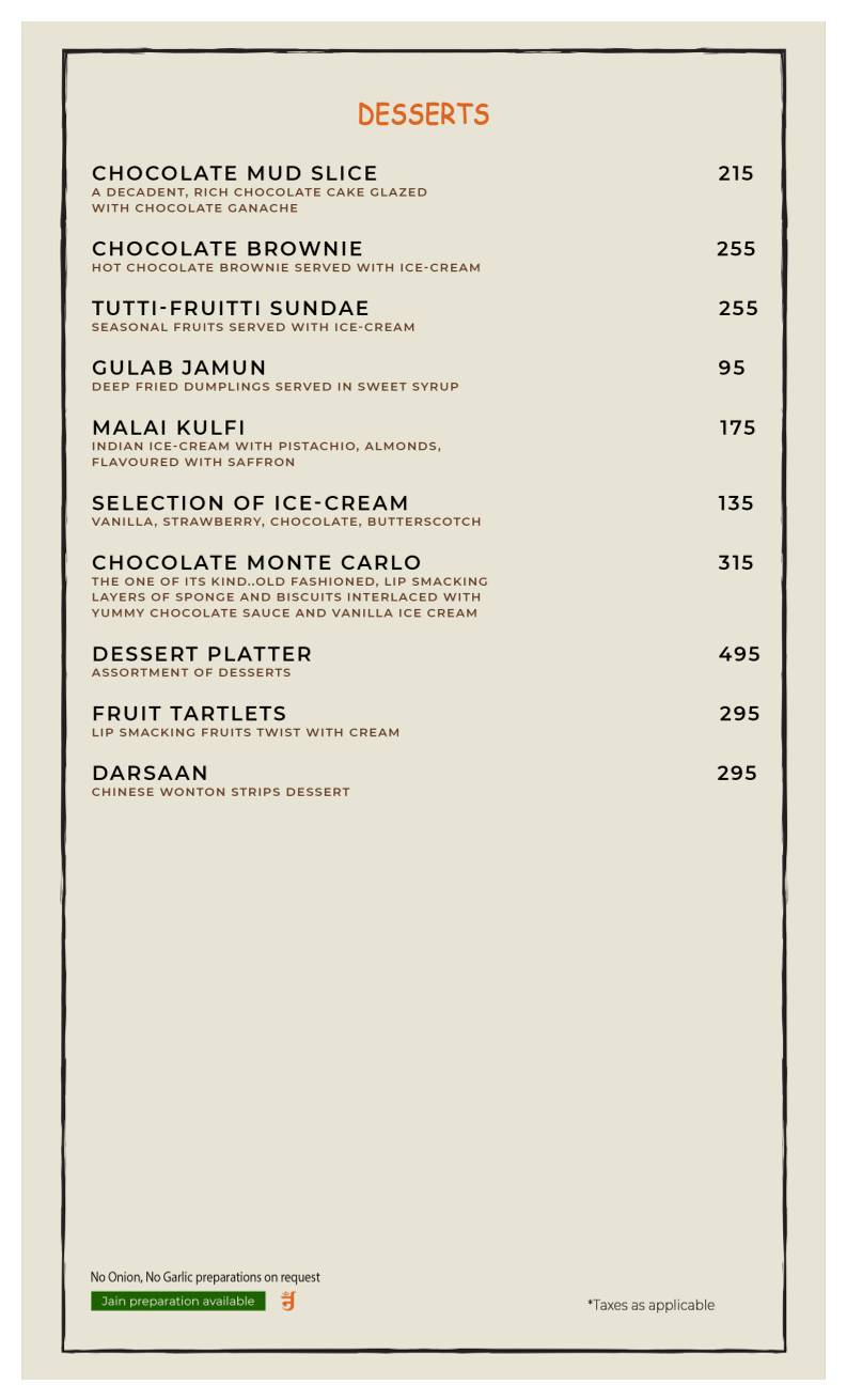 Casa Kitchen menu