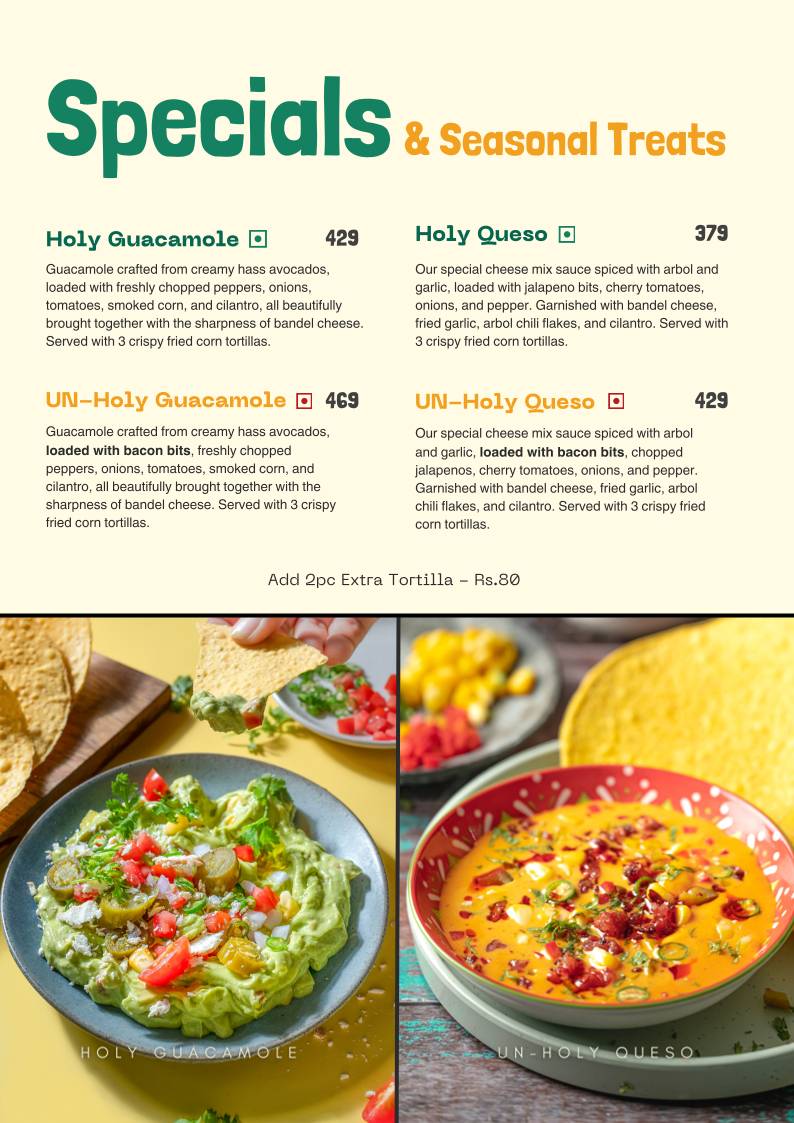 Chimichanga menu