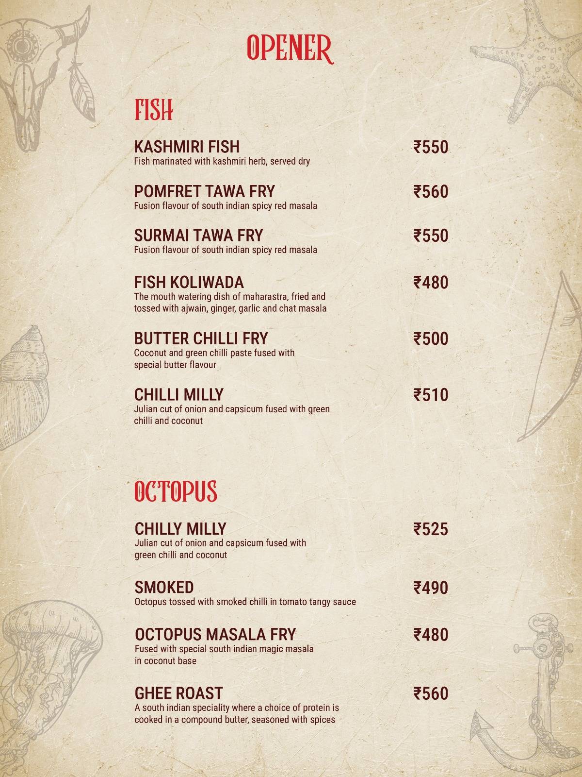 Fusion Fantasea menu