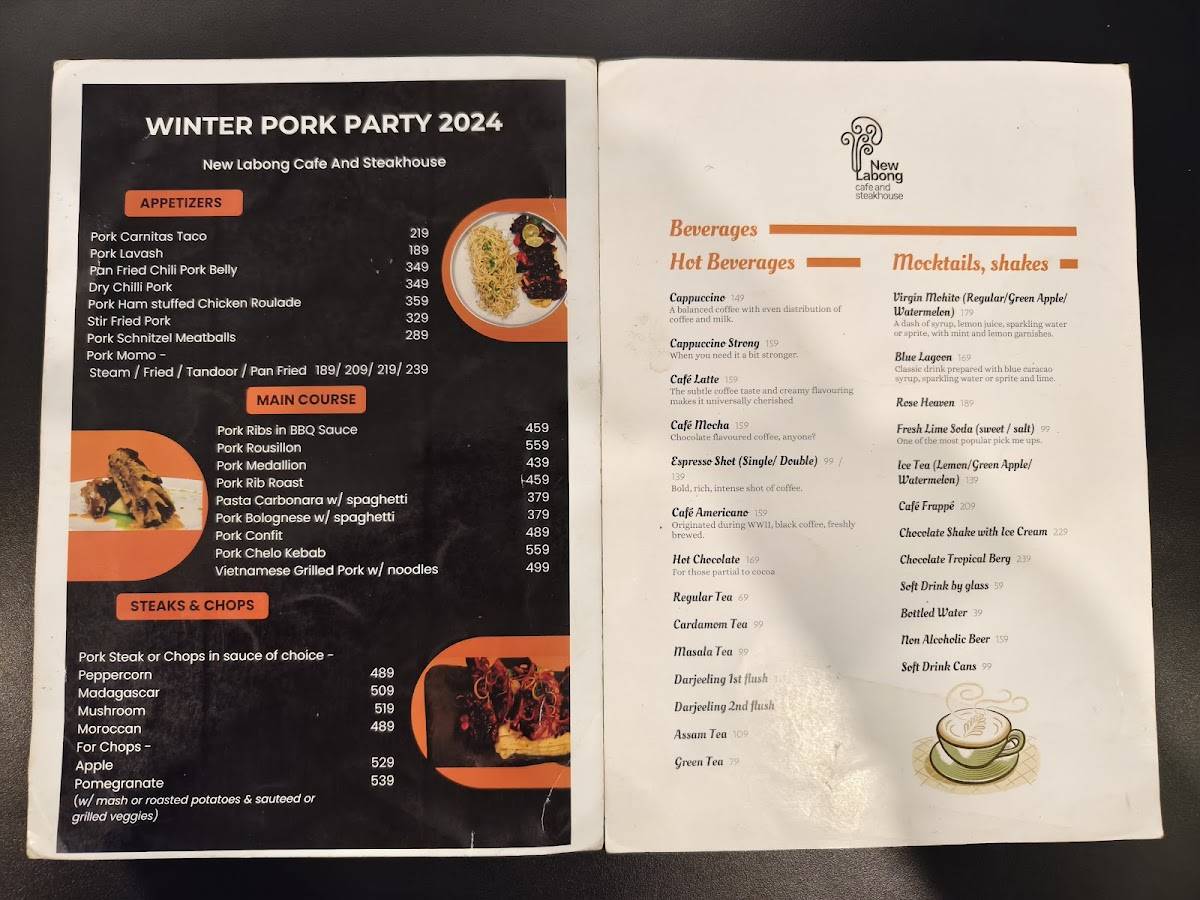 New Labong Cafe and Steakhouse menu