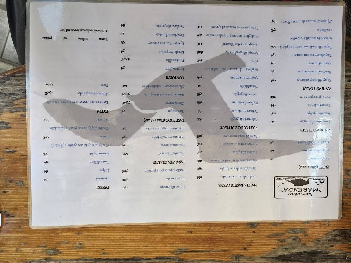 Menu di Konoba Marenda 