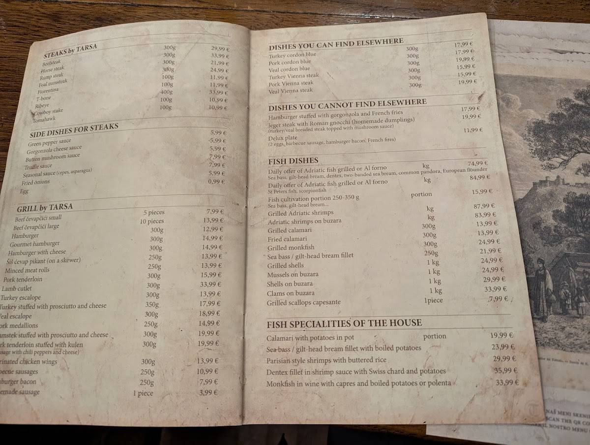 Menu di Konoba Tarsa 