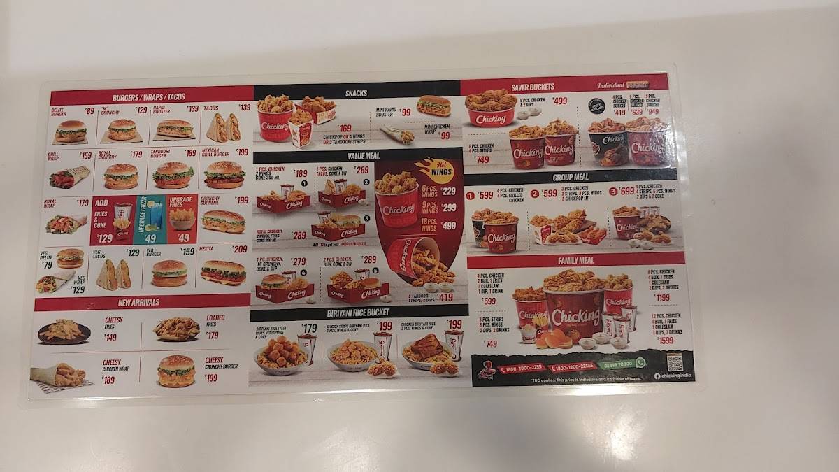 Chicking menu