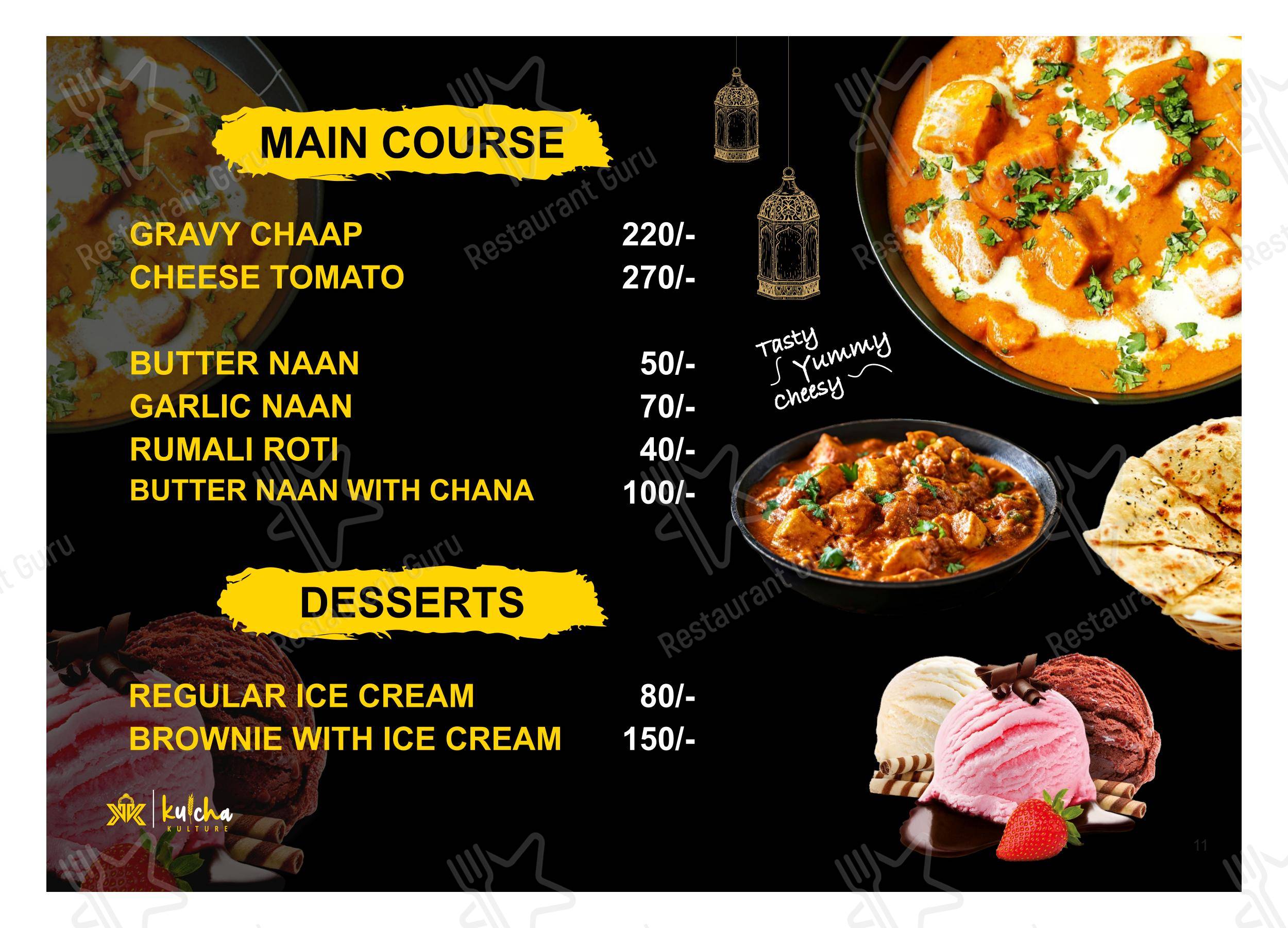 Menu for Kulcha Kulture in Moga