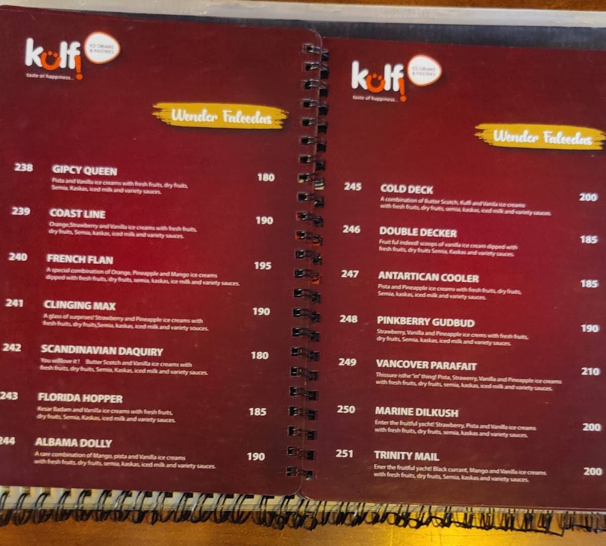 cafe kulfi (THALASSERY) menu