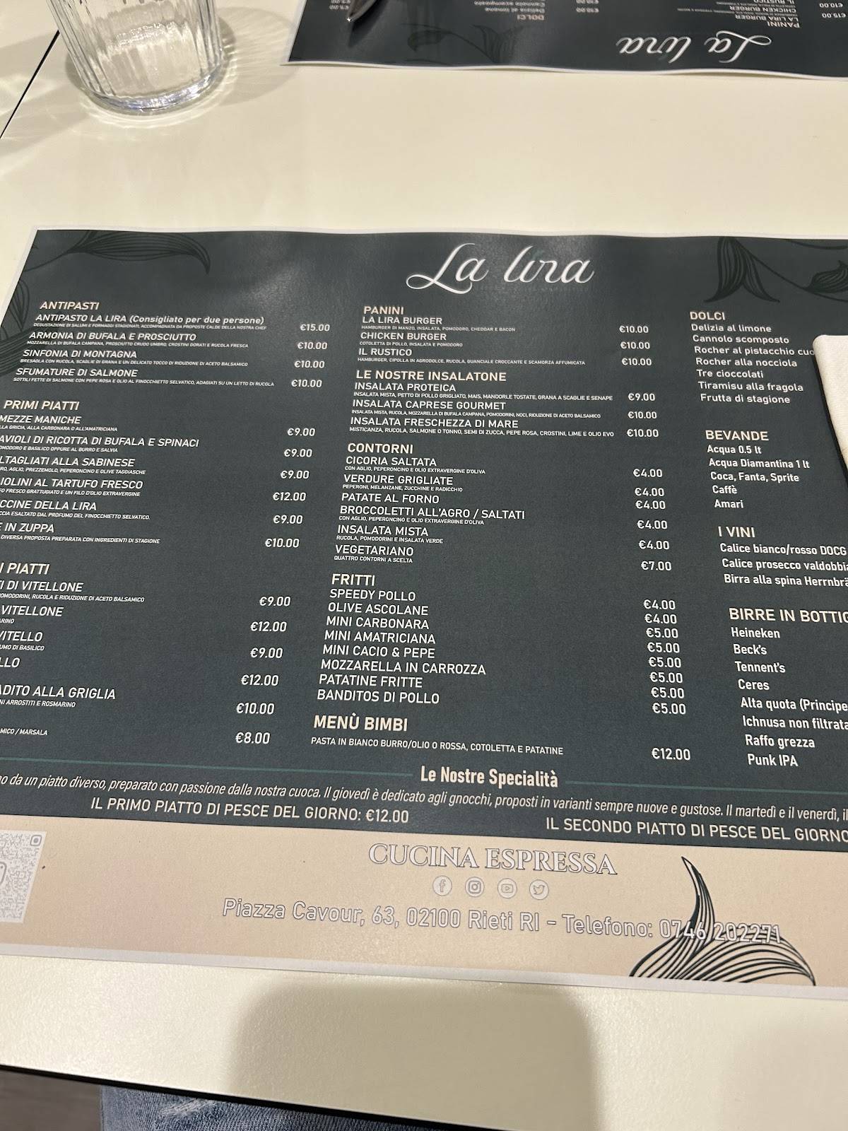 Menu di LA LIRA 