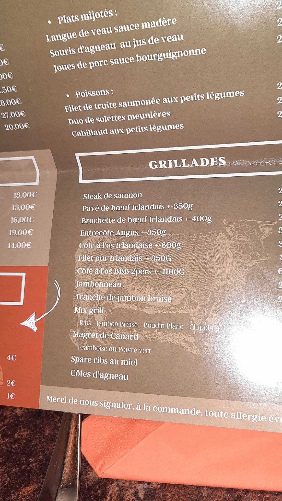 Menu de L'A Point