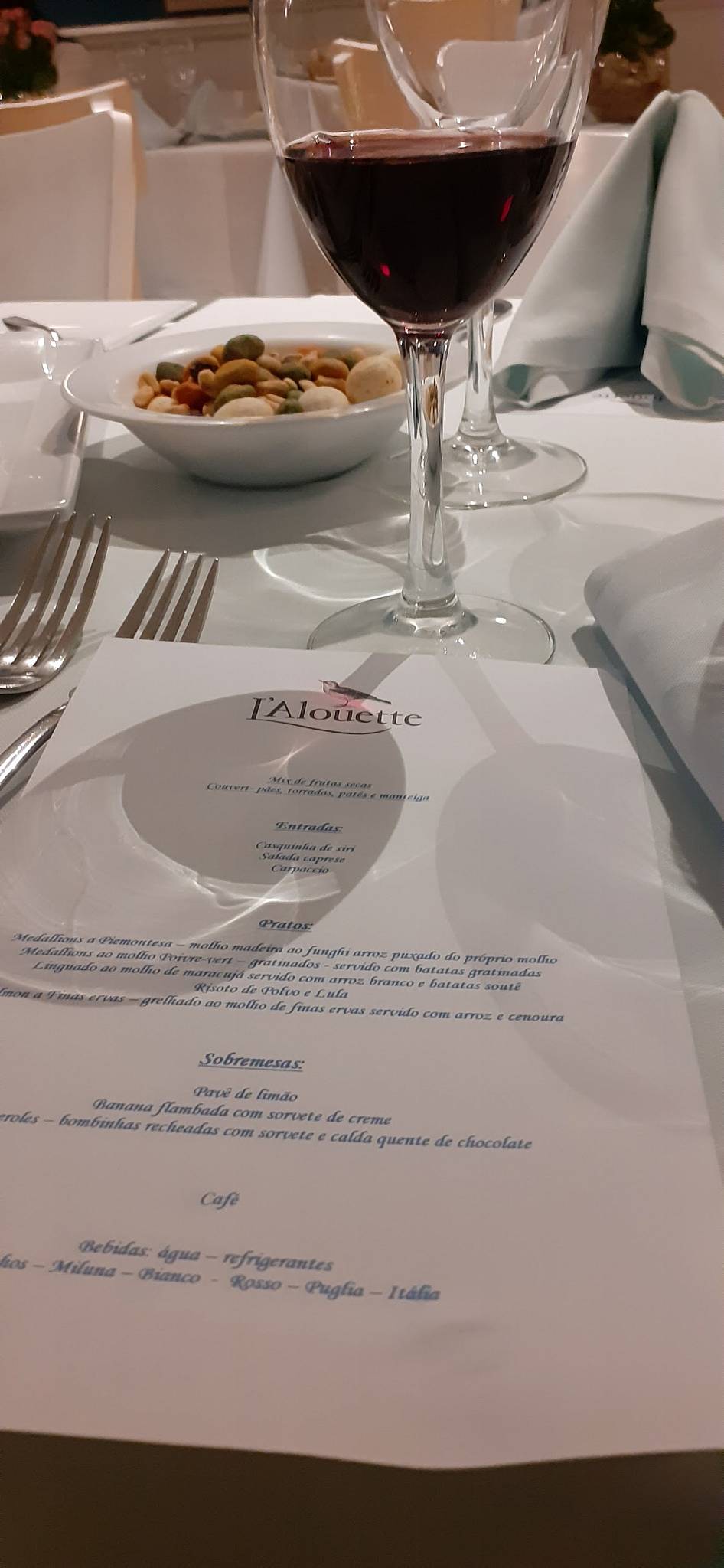 L'Alouette Français cardápio
