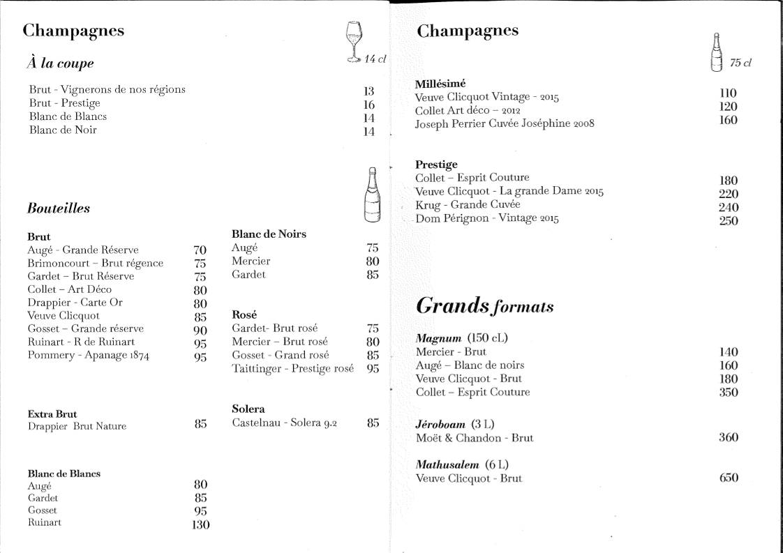Menu de L'Apostrophe