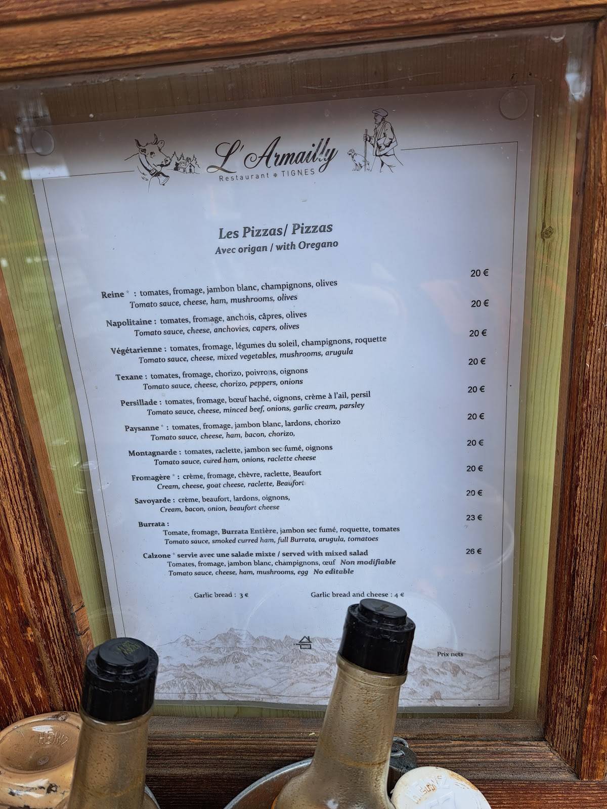 Menu de L'Armailly