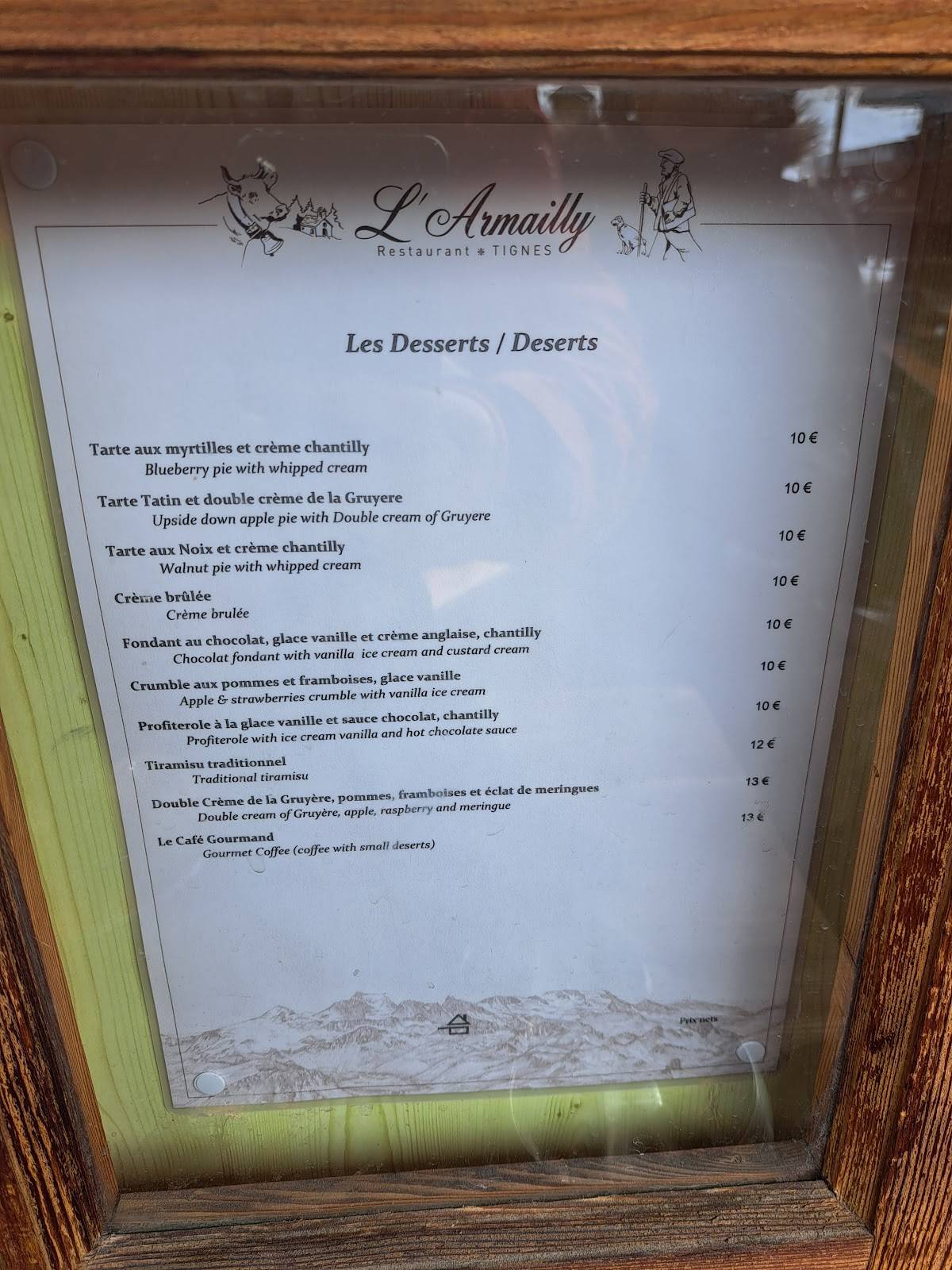 Menu de L'Armailly