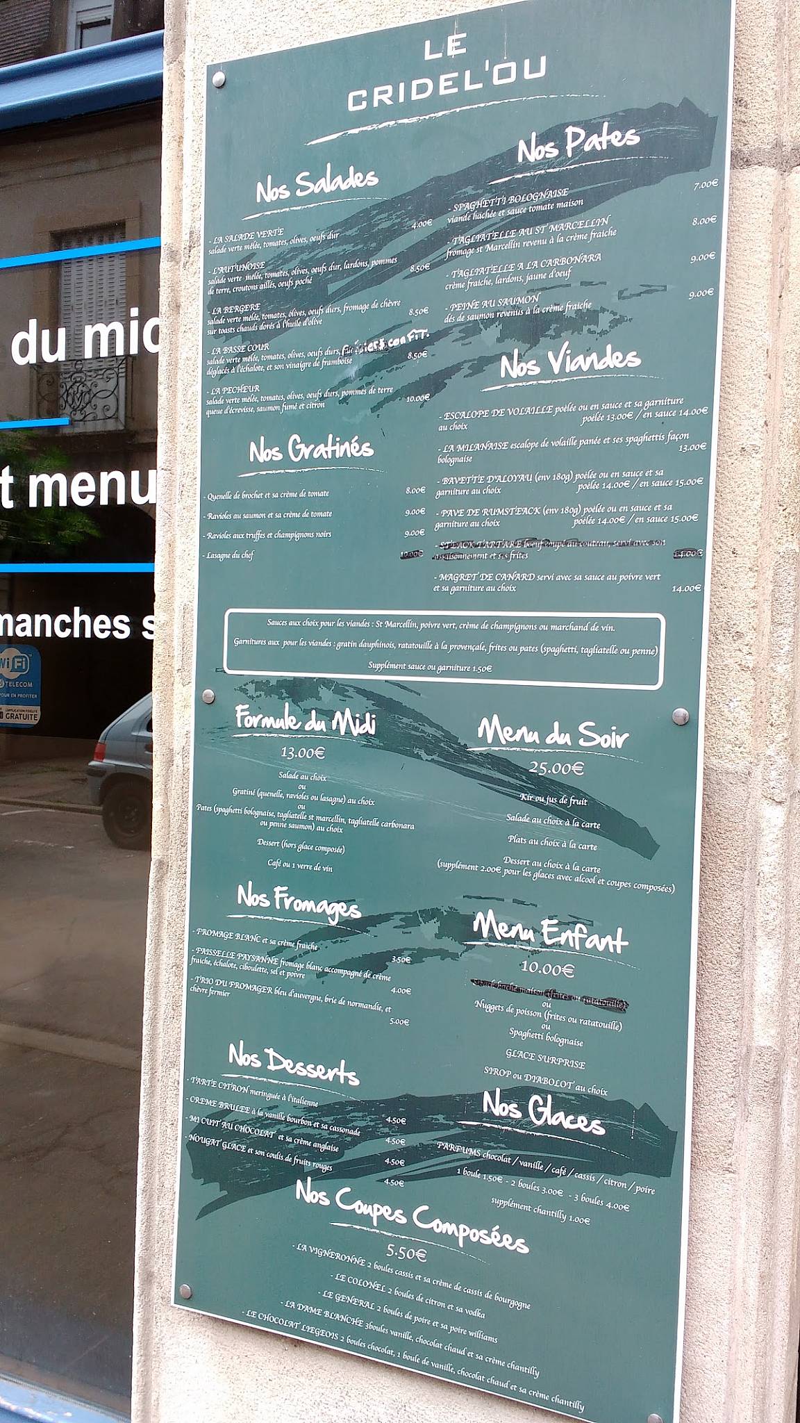 Menu de LE CRIDEL'OU