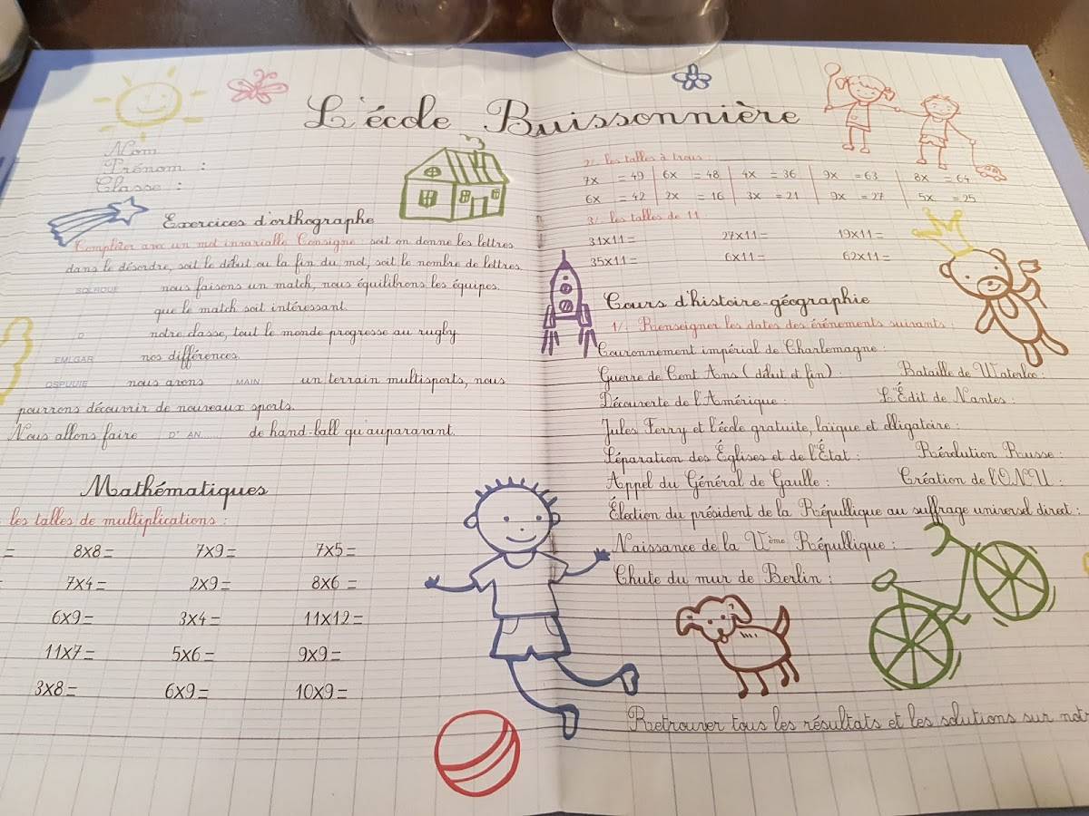 Menu au L'École Buissonnière restaurant, Roquemaure