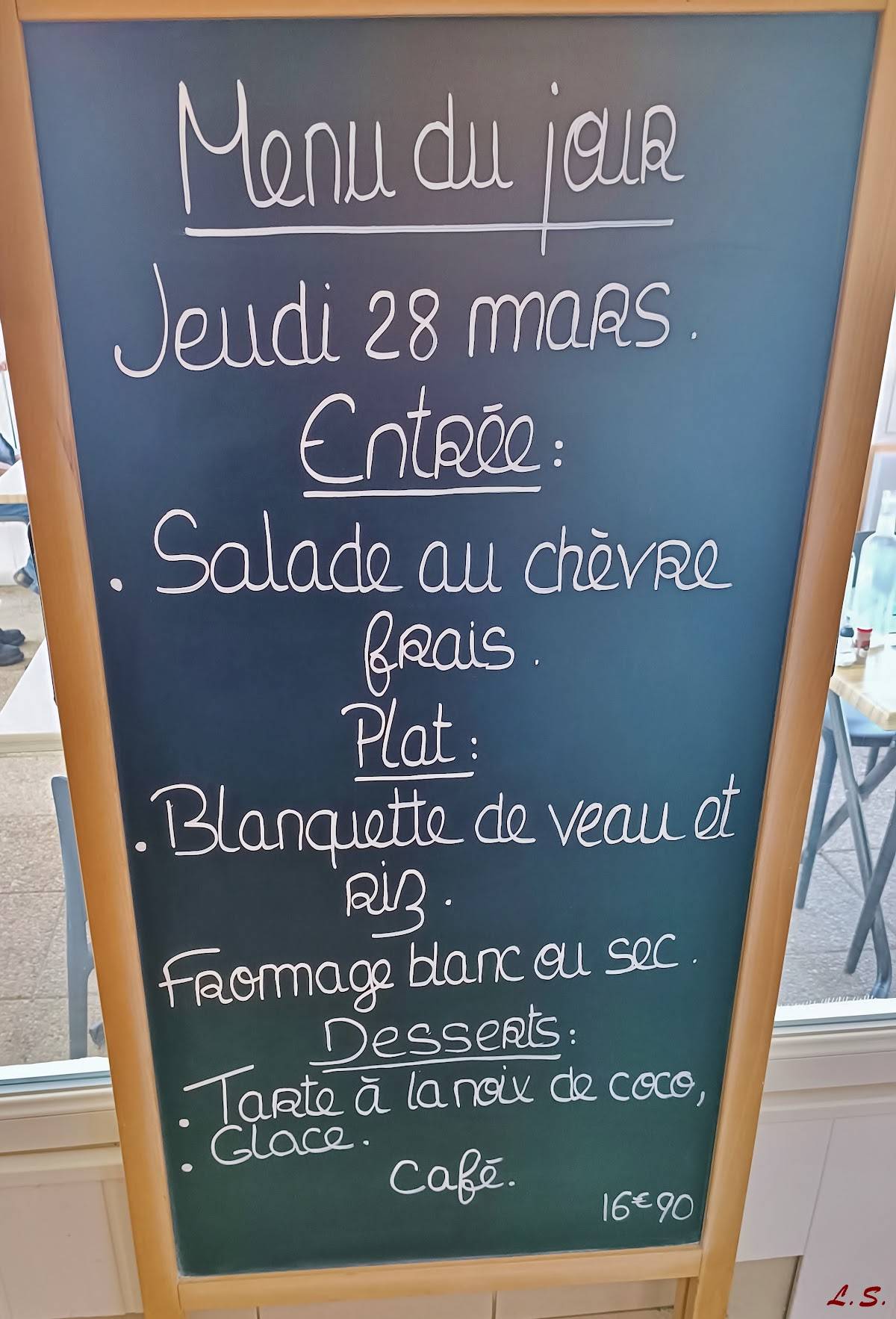 Menu de L'Escapade des amis