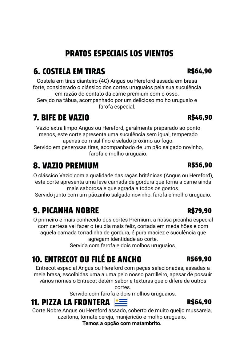 LOS VIENTOS cardápio