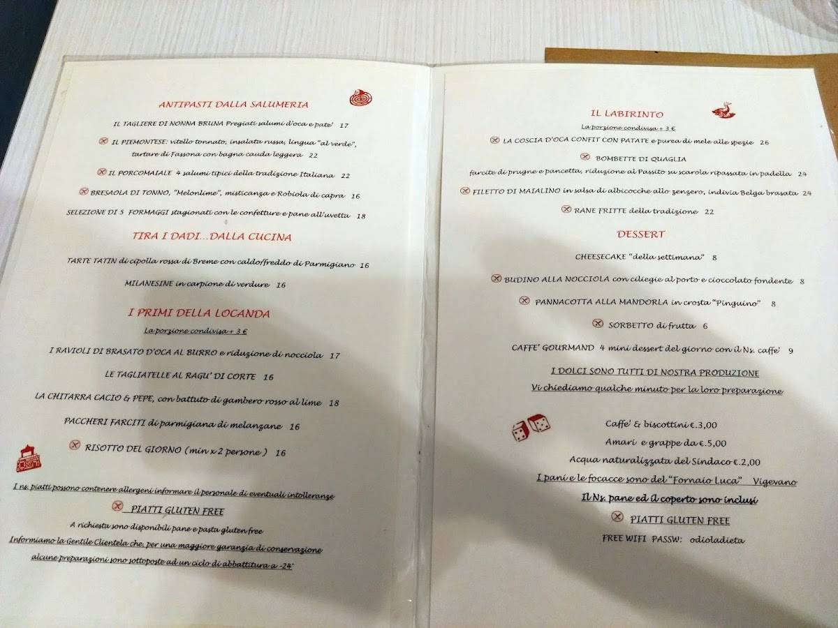 Menu di L'Oca Ciuca 
