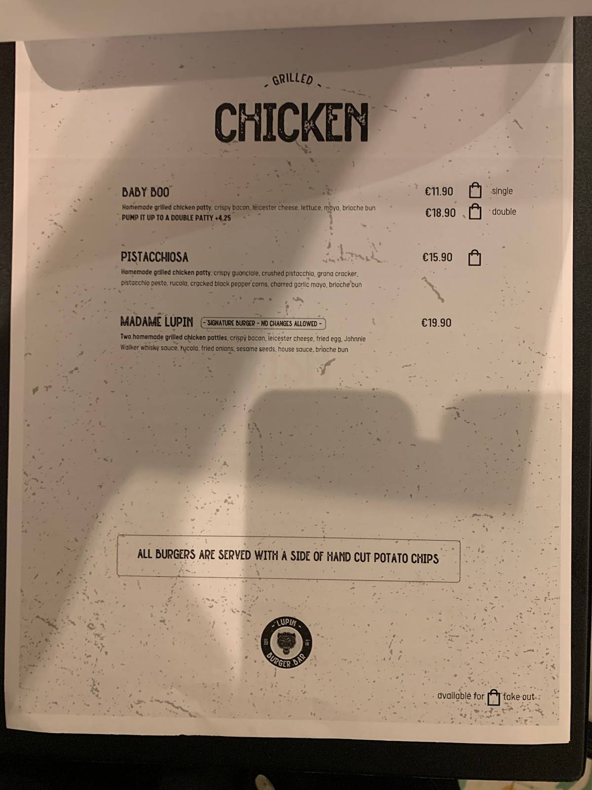 Menu at LUPIN Burger Bar & Pizza, HazZebbug